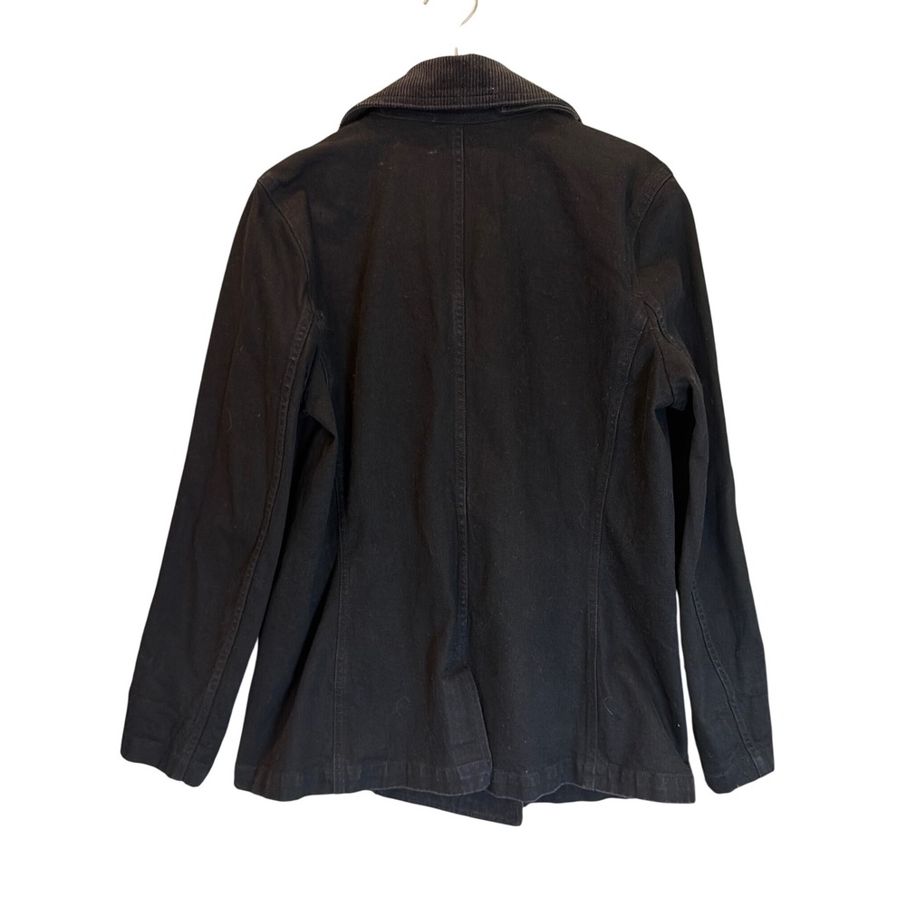 Lauren Ralph Lauren Black Cotton Double Breasted Pea Coat Corduroy Collar 12 - Picture 3 of 4